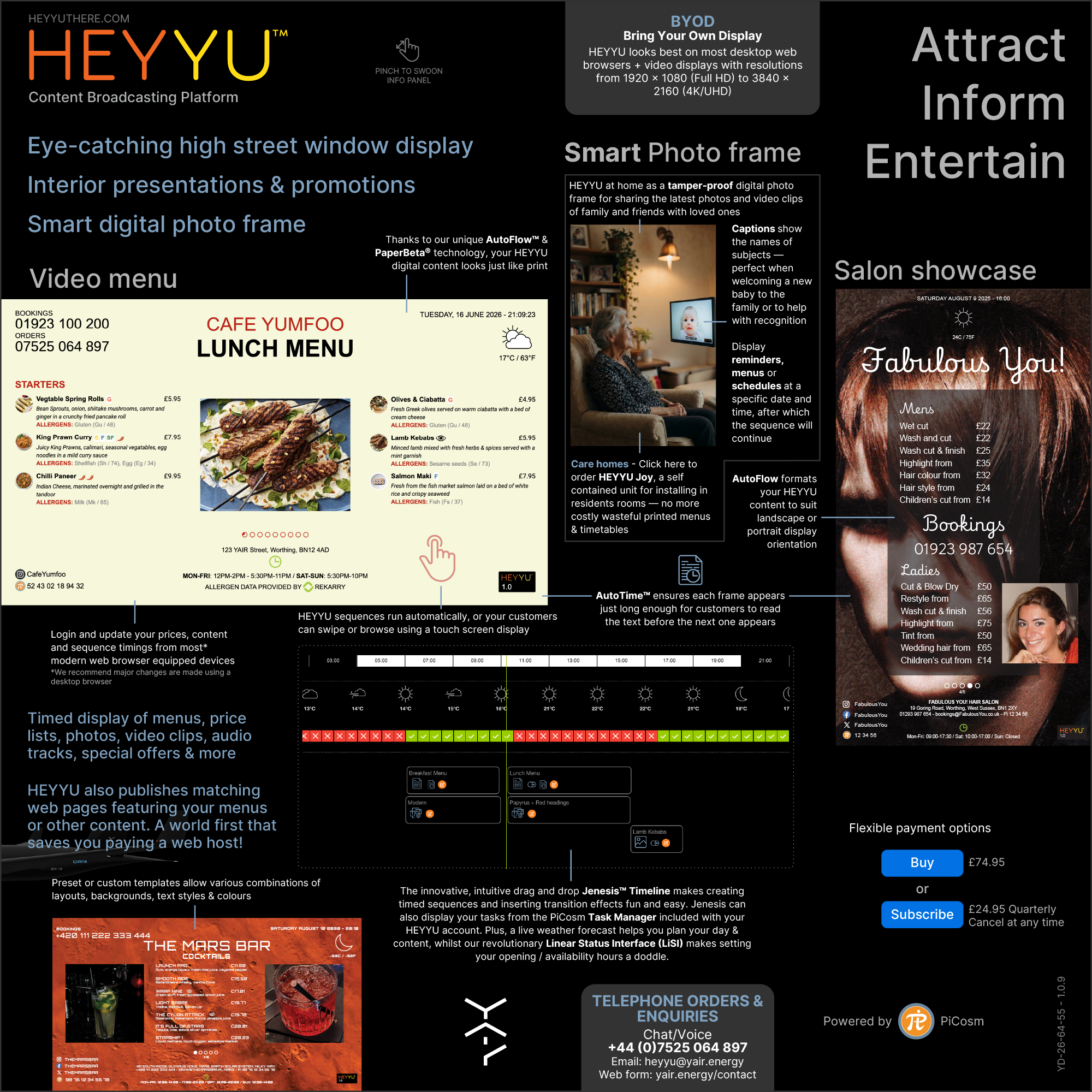 HEYYU Content Broadcasting Platform + Digital Signage + Video Menu
