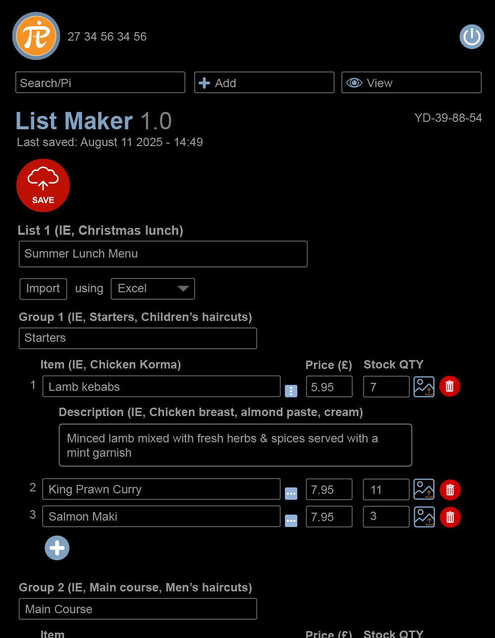 The List Maker in action